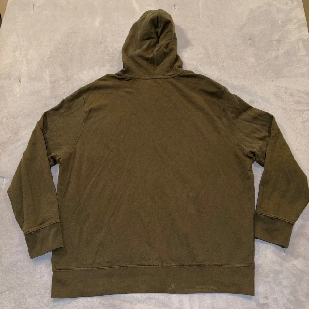 Levis Mens XXL Full‎ Zip Hoodie Olive Green Red Tab Logo Fleece Sweatshirt